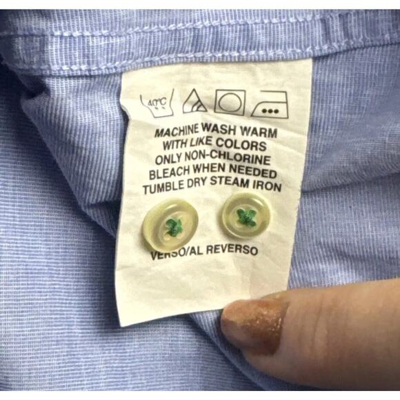 Tommy Hilfiger Mens 17 34-35 Dress Shirt Blue Long Sleeves Button Business - Picture 5 of 5